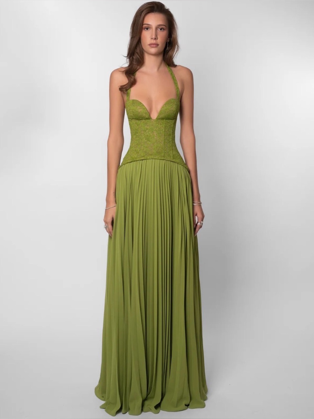 Olive Green Halter Maxi Dress